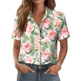 Camisa Feminina Zeagoo, Floral Havaiana, De Verão, Poliéster