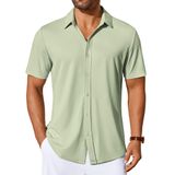 Camisa Casual Coofandy De Manga Curta Com Botões Para Homens