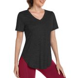 Camisa De Treino Alovien, Manga Curta, Folgada, Feminina, Preta, 3gg
