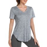 Camisa De Treino Alovien, Manga Curta, Solta, Decote Em V, Feminina