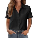 Camisa Zeagoo Button Down Para Mulheres, Elegante, Casual, Preta