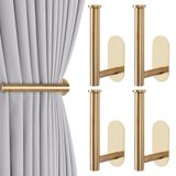 Cortain Holdbacks Groleca Adhesive No Drill, Pacote Com 4 Unidades De Metal Dourado