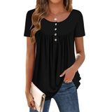 Camiseta Feminina Zeagoo De Manga Curta Preta Gg