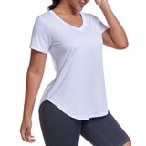 Camisa De Treino Alovien, Manga Curta, Folgada, Feminina, Branca, Xxl