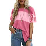 Camiseta Feminina Dokotoo Rosa Morango Color Block Plus Size