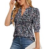 Blusas De Verão Ohhettm Dressy, Blusa Casual Feminina De Manga Bufante