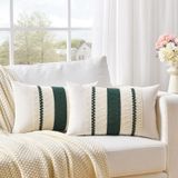 Capa De Travesseiro Fancy Homi Verde Escuro Boho Long Lombar X Cm