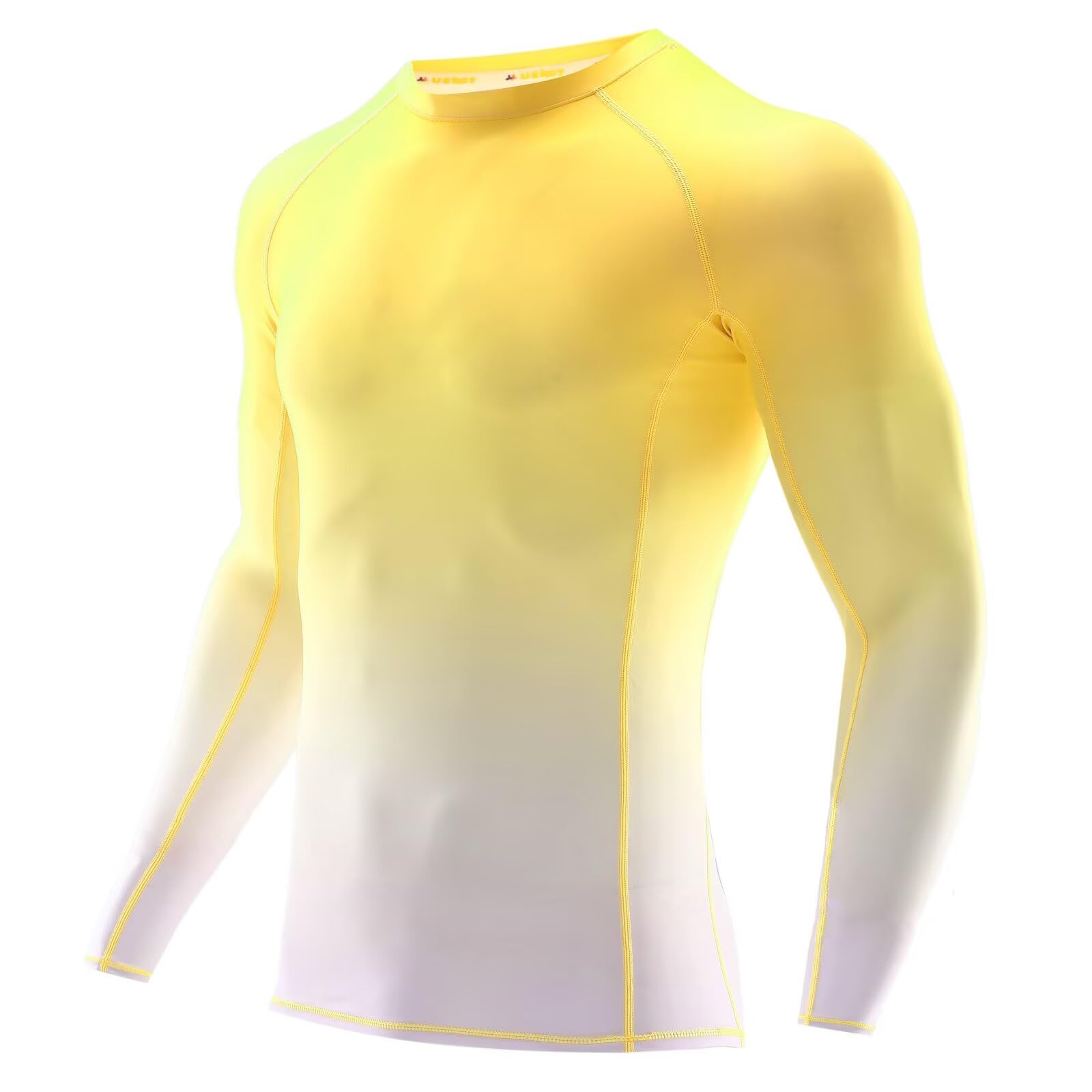 Camada Base De Compressão Masculina Rash Guard Uskoy Upf 50+ Amarela 3xl
