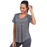 Camisa De Treino Alovien, Manga Curta, Folgada, Feminina, Cinza, 3gg