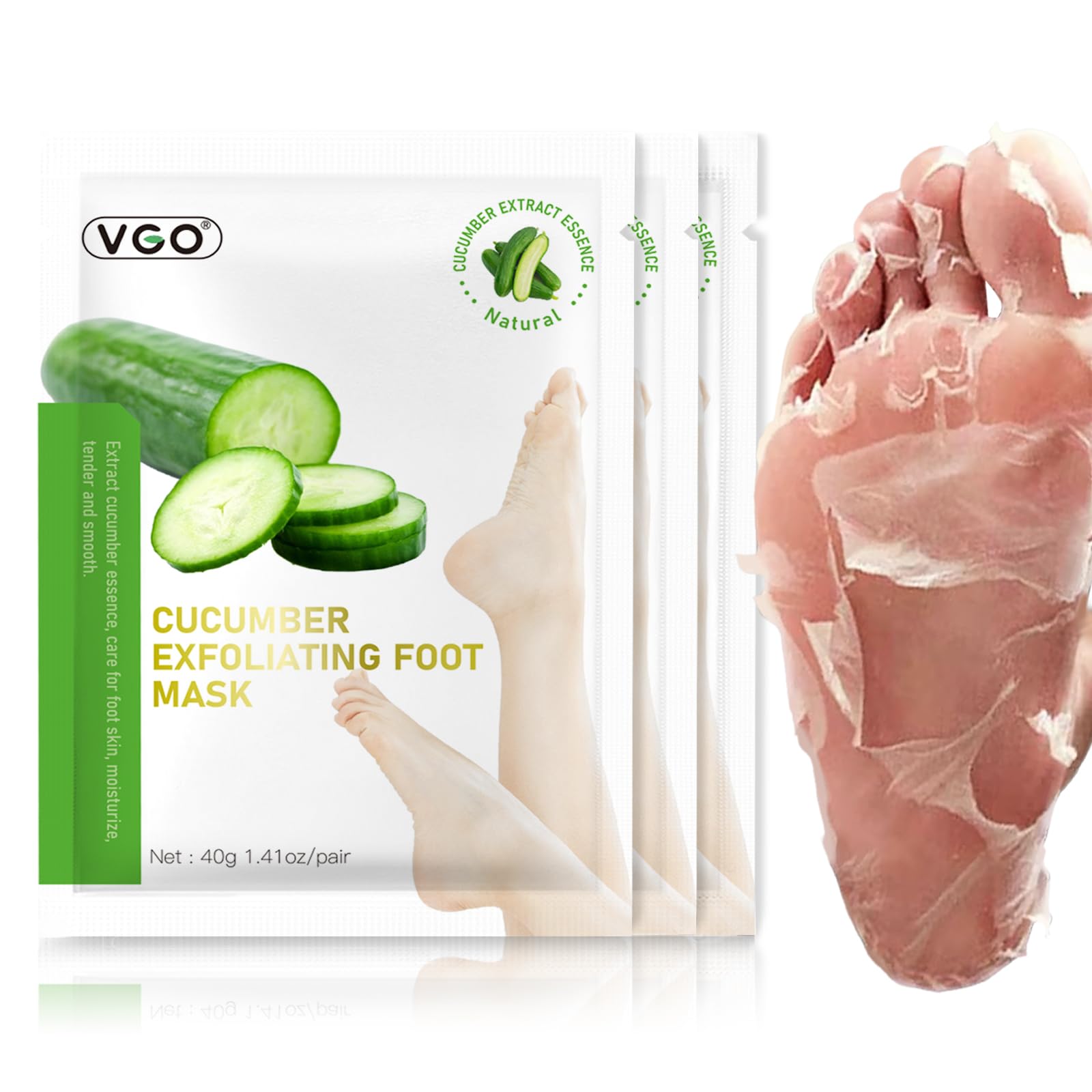 Máscara De Peeling De Pés Vgo, Pacote Com 3 Pepinos Esfoliantes Naturais