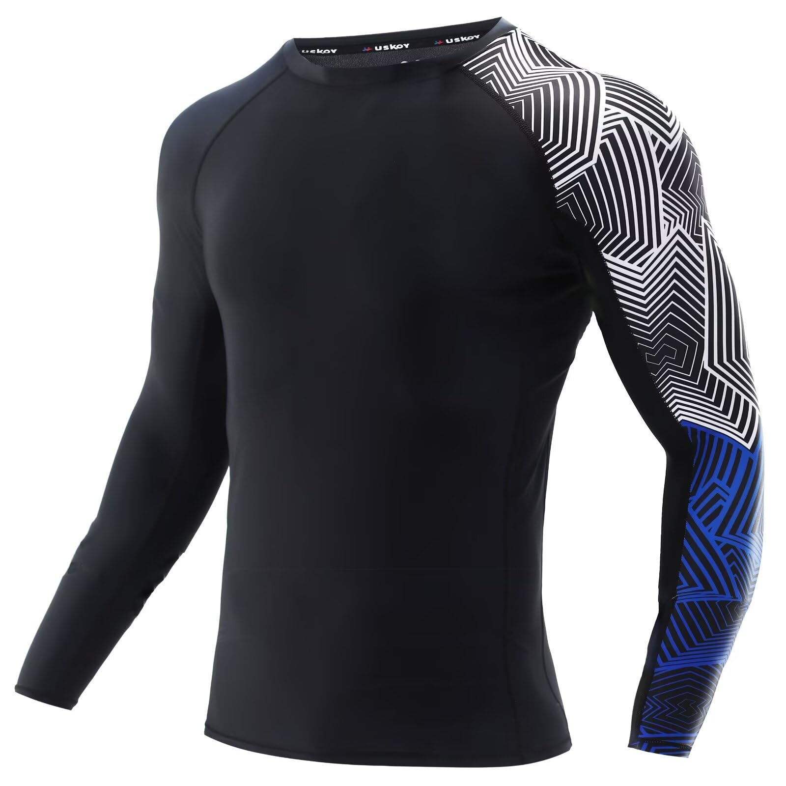 Camada Base De Compressão Masculina Rash Guard Uskoy Upf 50+ Azul