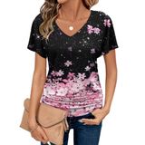 Camisa De Algodão Zeagoo Para Mulheres De Verão, Solta, Decote Em V, Floral