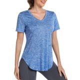 Camisa De Treino Alovien, Manga Curta, Solta, Para Mulheres, Azul