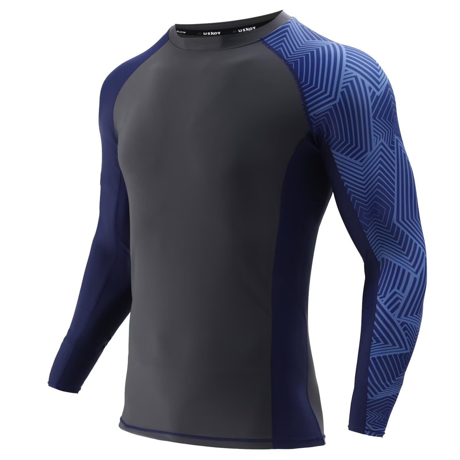 Camada Base De Compressão Masculina Rash Guard Uskoy Upf 50+ Cinza 3xl
