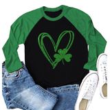 Camisa Ovazly St. Patrick&#39;s Day Feminina De Manga Comprida Raglan