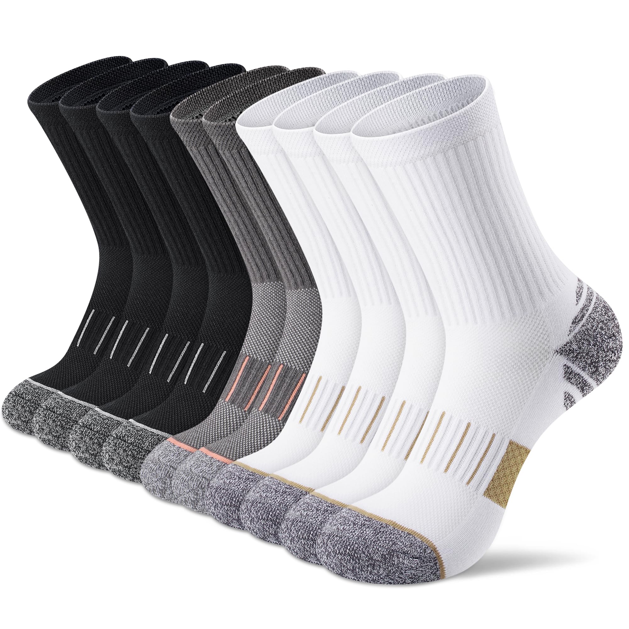 Meias Esportivas Femininas Crew Socks Amutost Que Absorvem A Umidade (3-6 Pares)