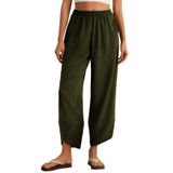 Calças Largas Feiersi, Folgadas, Elásticas, Cintura, Casual, Palazzo