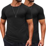 Camiseta Masculina Coofandy De Verão Elástica De Manga Curta, Pacote Com 2