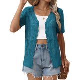 Cardigan Zeagoo Feminino De Manga Curta Com Decote Em V, Leve E Botão