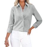 Camisa Social Xadrez De Siliteelon Feminina De Manga Comprida Com Botões