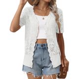Cardigan Zeagoo Feminino De Manga Curta Com Decote Em V, Leve E Botão