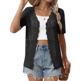 Cardigan Zeagoo Feminino De Manga Curta Com Decote Em V, Leve E Botão