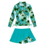 Roupa De Banho Vogseek Para Meninas De 5 A 6 Anos, Verde Havaiano