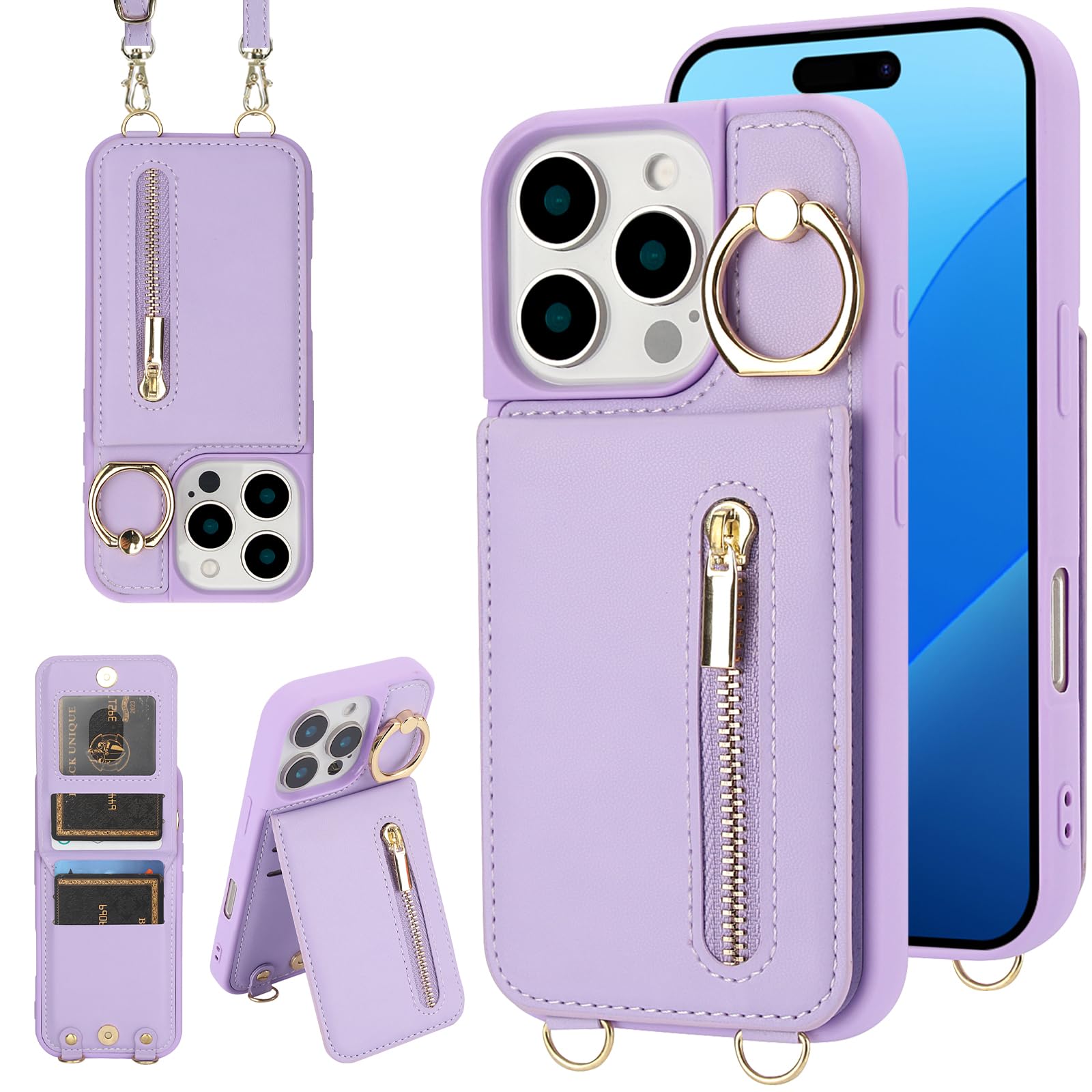 Capa Tipo Carteira Crossbody Jcxtrombulous Para Iphone 14 Pro Roxa