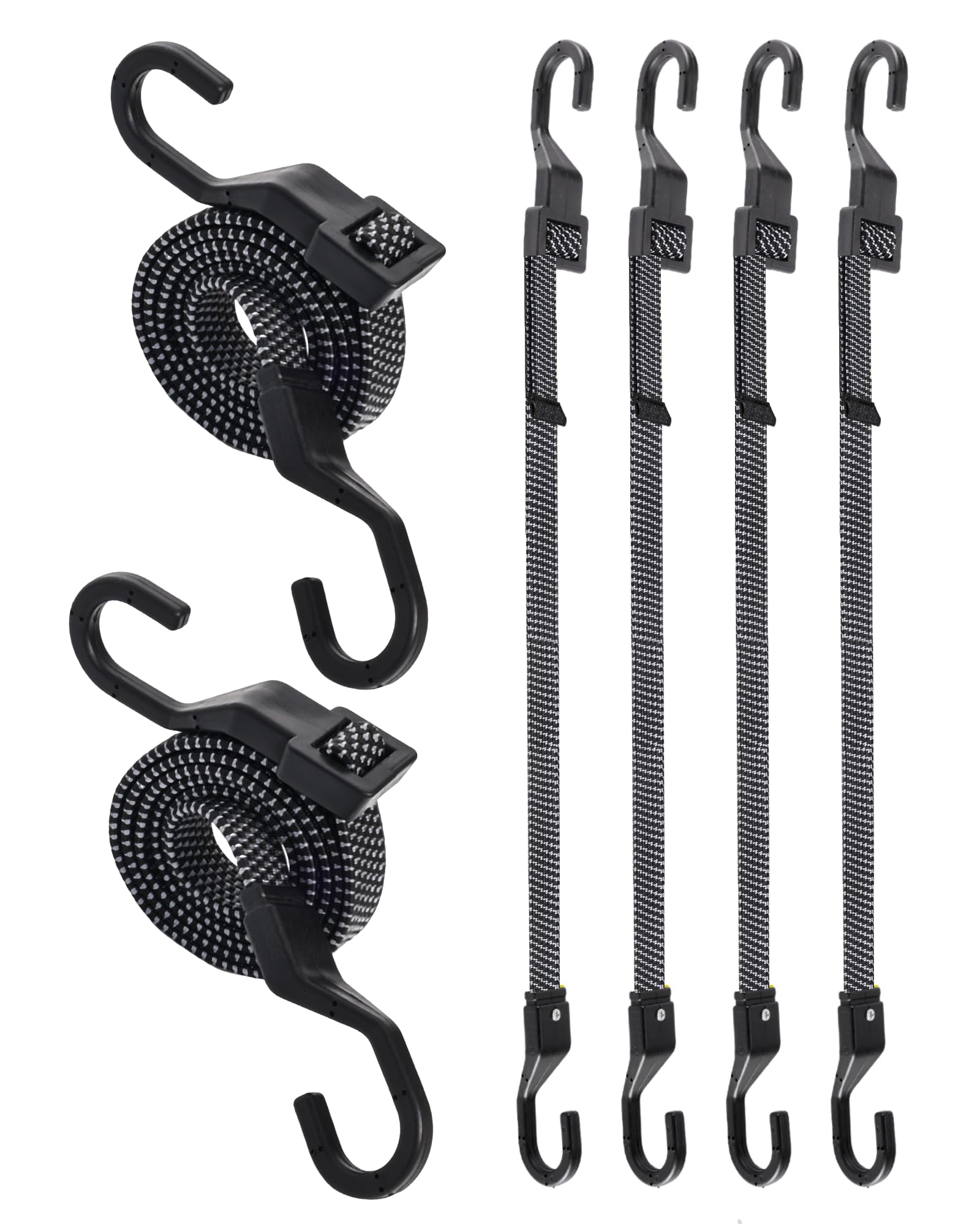 Bungee Cords Luckystraps Flat Ajustáveis, 36 Polegadas, Pacote Com 6