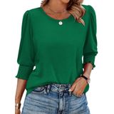 Camiseta Xieerduo De Manga 3/4 Para Mulheres Verde Primavera Tamanho L