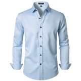Camisa Social Masculina Jemitop Sem Rugas, Elástica, Fina, Azul Claro L