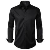 Camisa Social Jemitop Wrinkle Free Stretch Slim Fit Black M Masculina