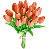 Flores Falsas De Seda De Tulipa Artificial Mandy&#39;s Terracotta X20
