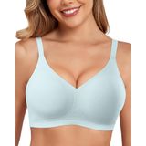 Sutiã Luxmay Seamless Wireless Com Cobertura Total, Decote Em V, Azul Celeste, Xl