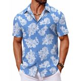 Camisa Masculina Coofandy Com Botões E Manga Curta Com Estampa Havaiana