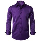 Camisa Social Jemitop Wrinkle Free Stretch Slim Fit Purple L Masculina