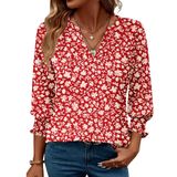 Top Lomon, Casual, Manga 3/4, Manga 3/4, Decote Em V, Punhos Com Babados