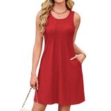 Vestidos Femininos De Verão Kikibell Vestidos De Verão Vestidos Casuais Femininos Com Bolsos Vestido De Praia Roupas De Férias Red M