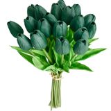 Flores Falsas De Seda De Tulipa Artificial Mandy, Verde Escuro, X20