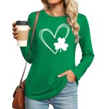 Camiseta Feminina Fcghsii Dia De São Patrício Lucky Clover Heart