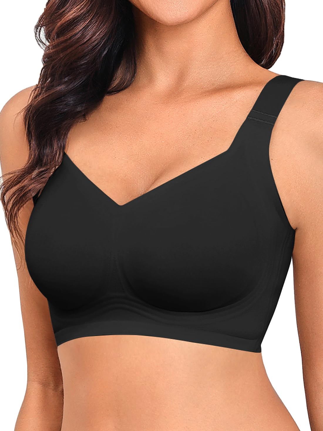 Sutiã Sem Costura Sem Fio Mnbbo 2025 Plus Size Preto Para Mulheres