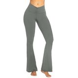 Calças De Ioga Flare Leggings Sunzel Ruched V De Cintura Alta Cinza