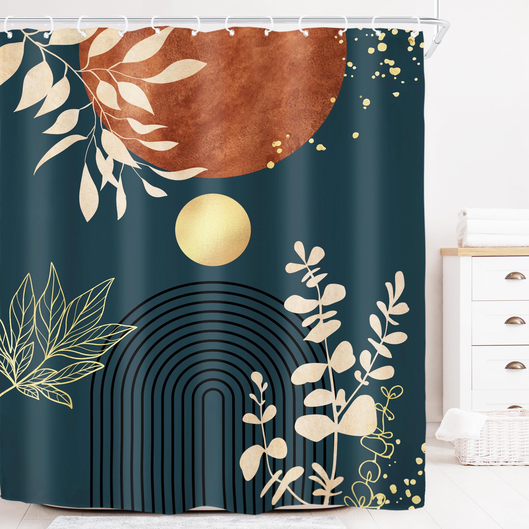 Cortina De Chuveiro Riyidecor Extra Long Boho Modern 180x210cm