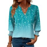 Blusa Feminina Lomon, Moda 2025, Manga 3/4, Decote Em V, Babado