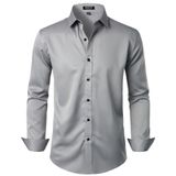 Camisa Social Jemitop Wrinkle Free Stretch Satin Silk Grey Xl Masculina