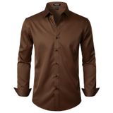 Camisa Social Jemitop Wrinkle Free Stretch Brown Para Homens