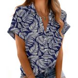 Camisa Mintreus Com Decote Em V, Manga Curta, Botões, Solta, Branca, Feminina