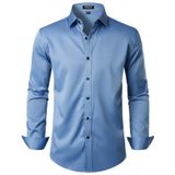 Camisa Social Jemitop Stretch Wrinkle Free Slim Fit Blue Gg Masculina
