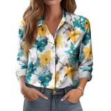 Blusa Zeagoo Floral Para Mulheres De Manga Comprida Com Botões