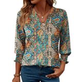 Blusa Lomon Fashion 2025 De Verão Com Decote Em V E Meia Manga Para Mulheres